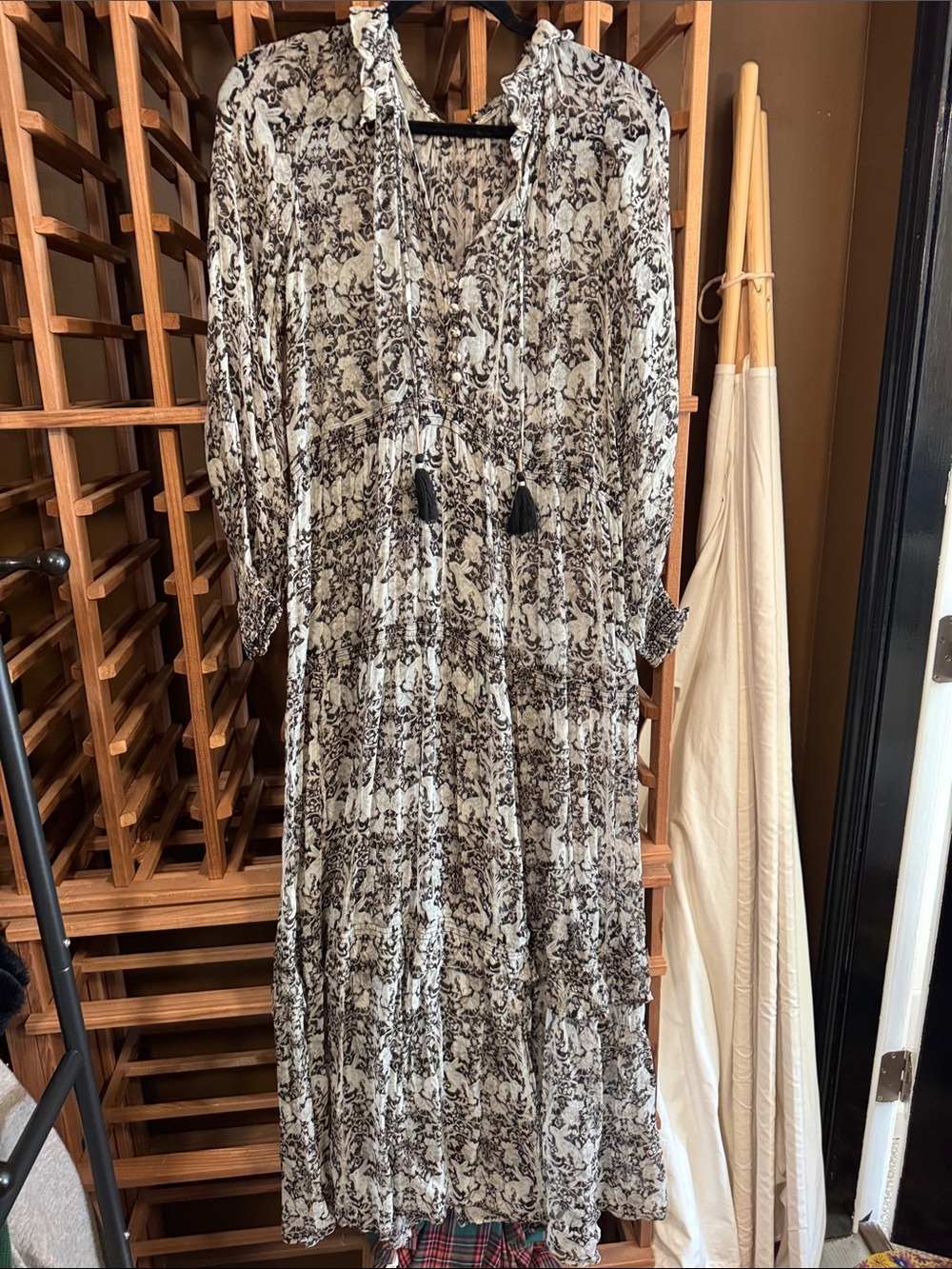 Anthropologie Black and White Printed Maxi Dress